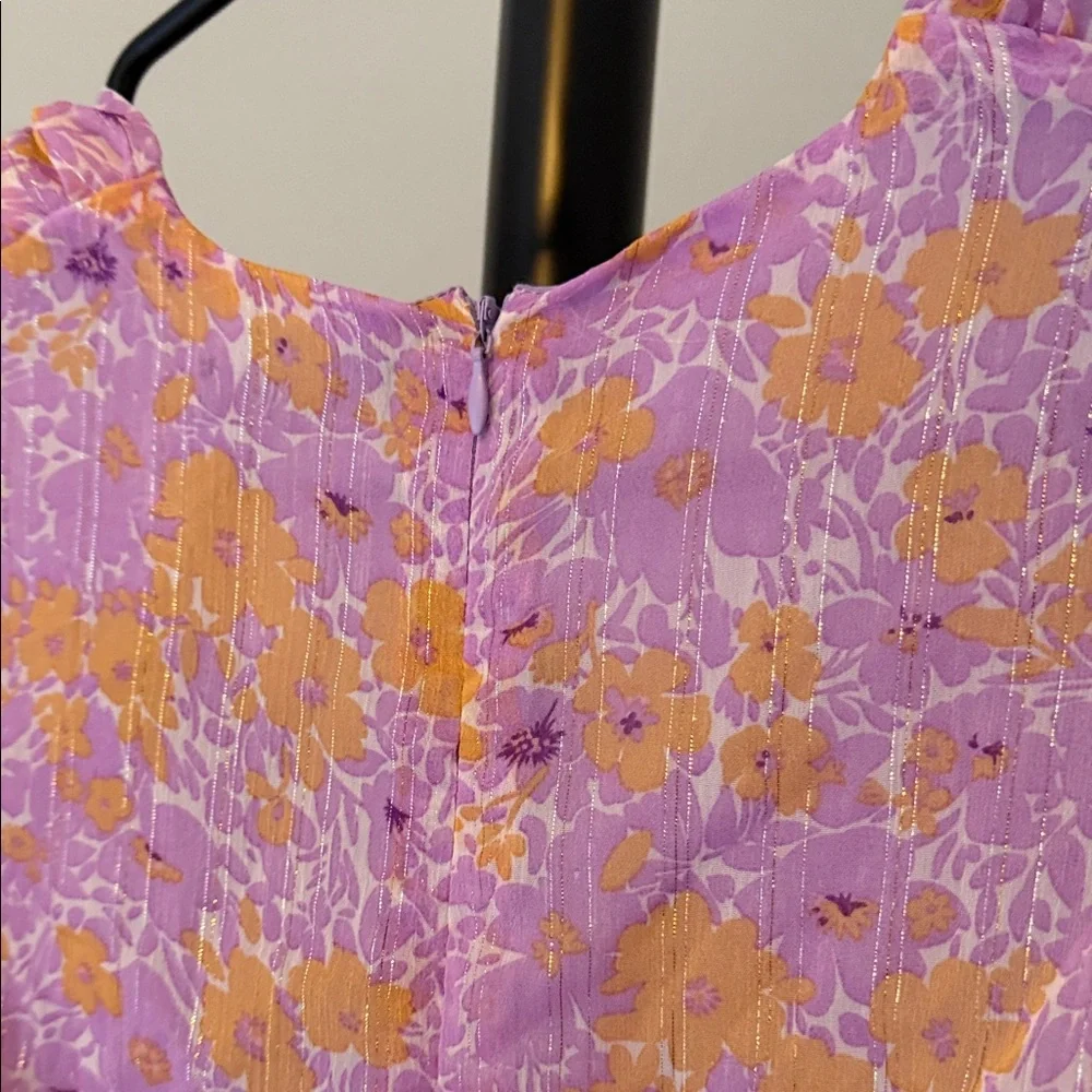 Nasty Gal Floral Puff Sleeve v neck Romper size 6 new with tag - Picture 9 of 12